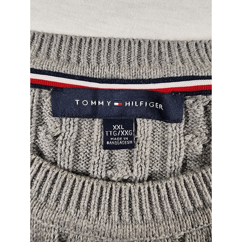 Tommy Hilfiger Varsity Womens XXL Grey Cable Knit Crewneck Pullover Sweater Prep - Picture 5 of 8